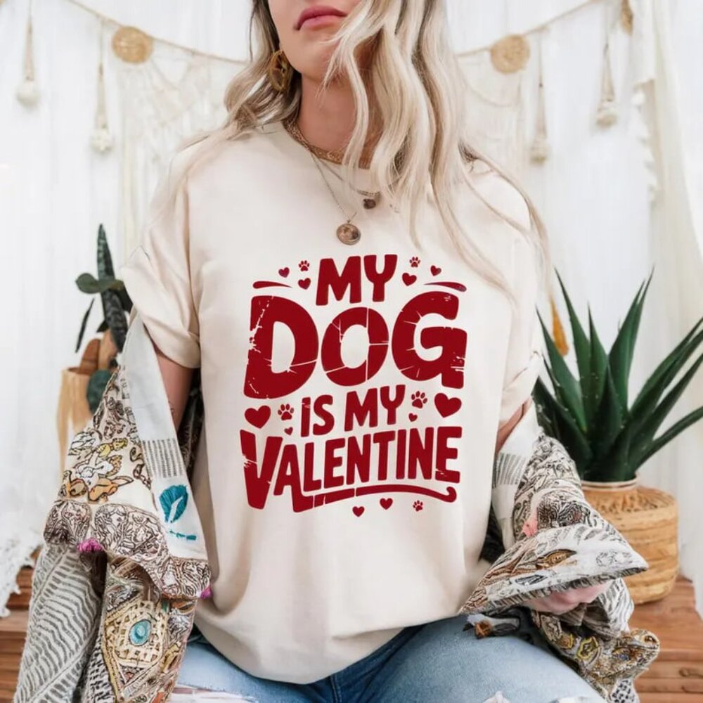 Dog Valentines Shirt, Funny Dog Shirt, Dog Lover Tee - Picture 1 of 4